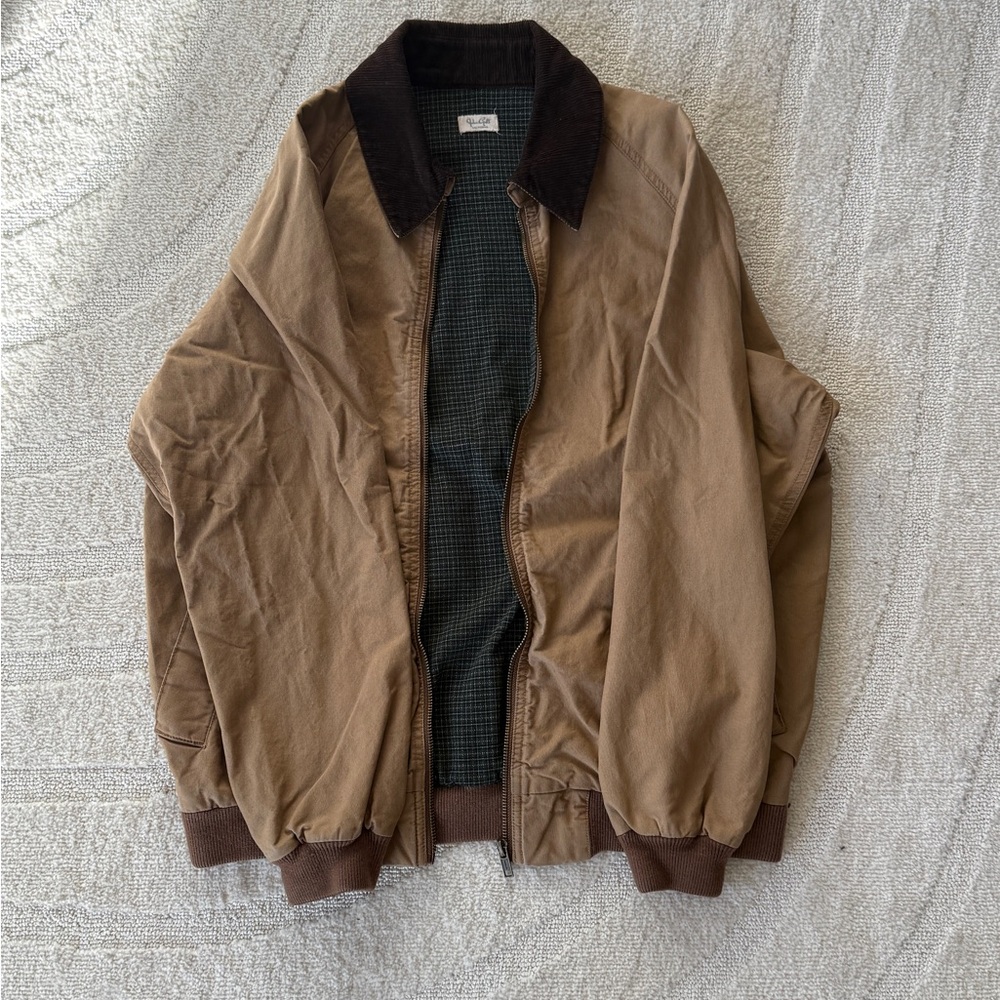 John Galt Brown Bomber Jacket with Corduroy Collar